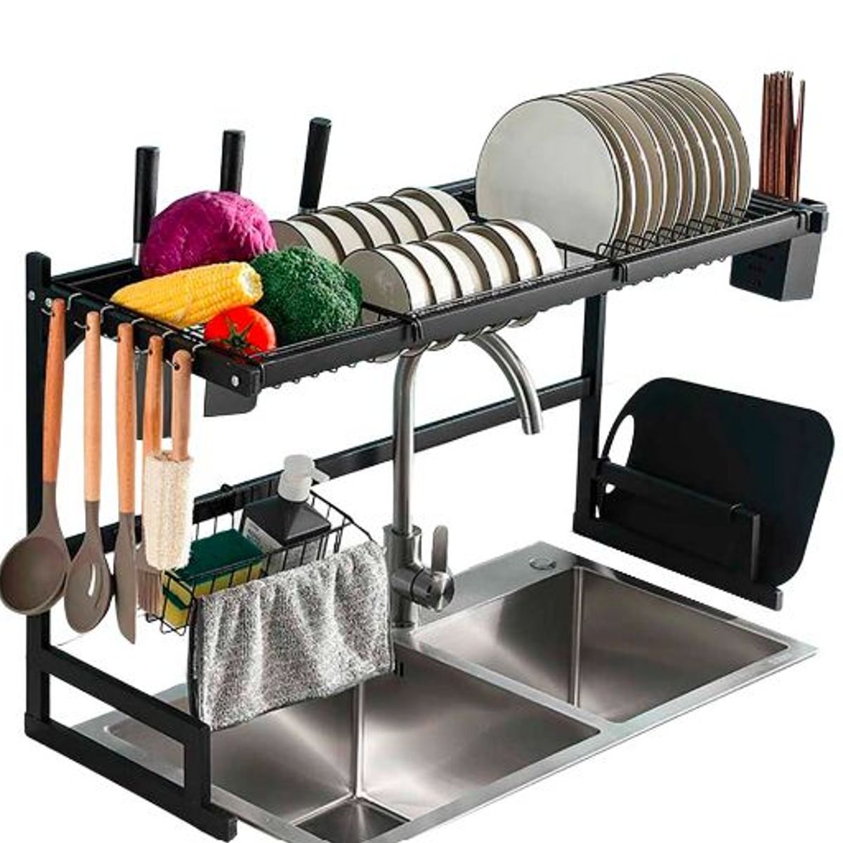 GENERICO - Estante Organizador y Escurridor de Platos para Cocina Premium 85cm