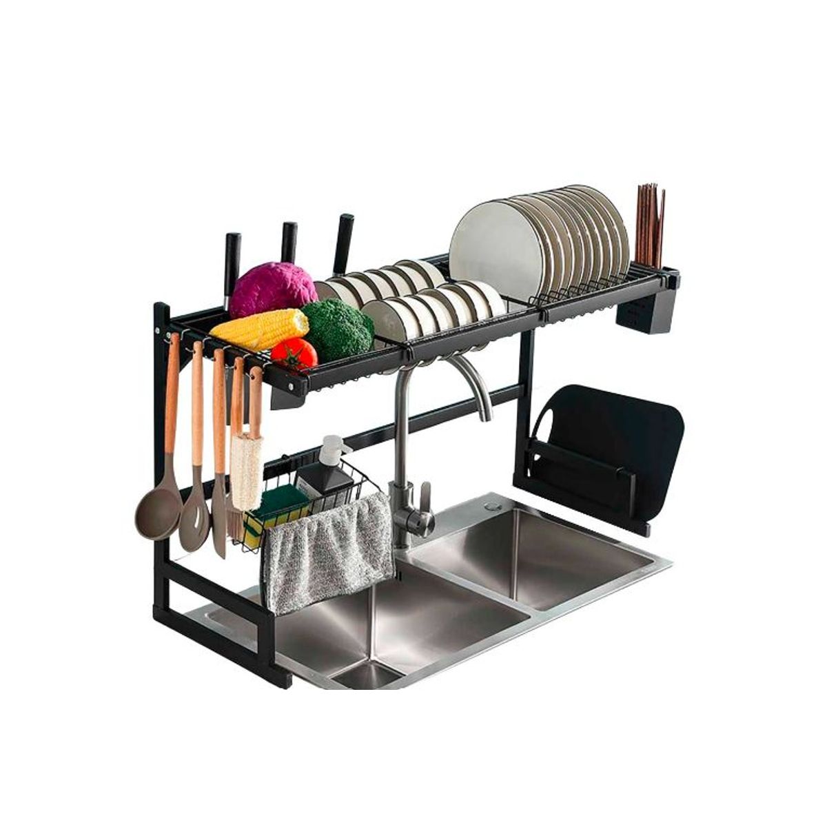 GENERICO - Estante Organizador y Escurridor de Platos para Cocina Premium 85cm
