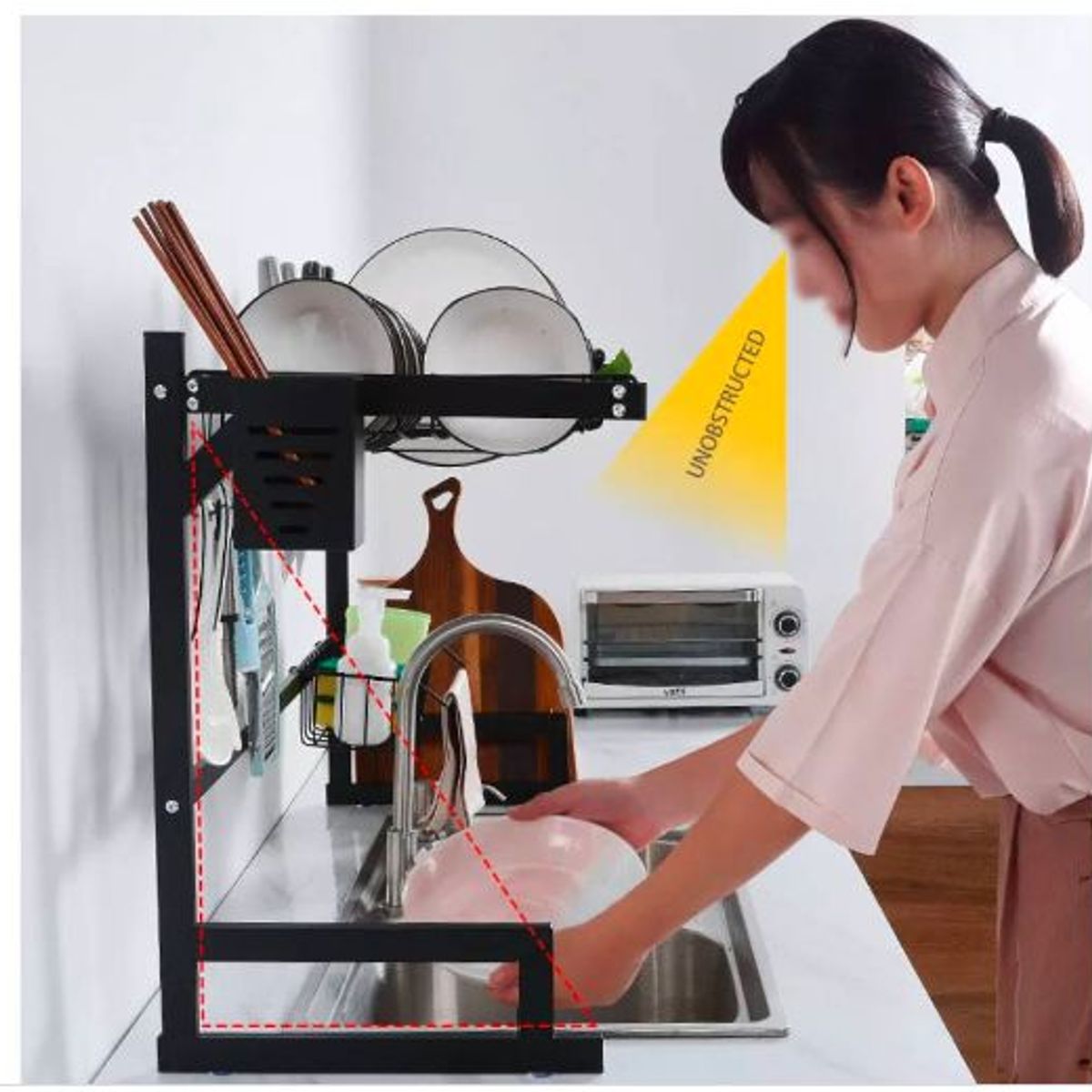 GENERICO - Estante Organizador y Escurridor de Platos para Cocina Premium 85cm