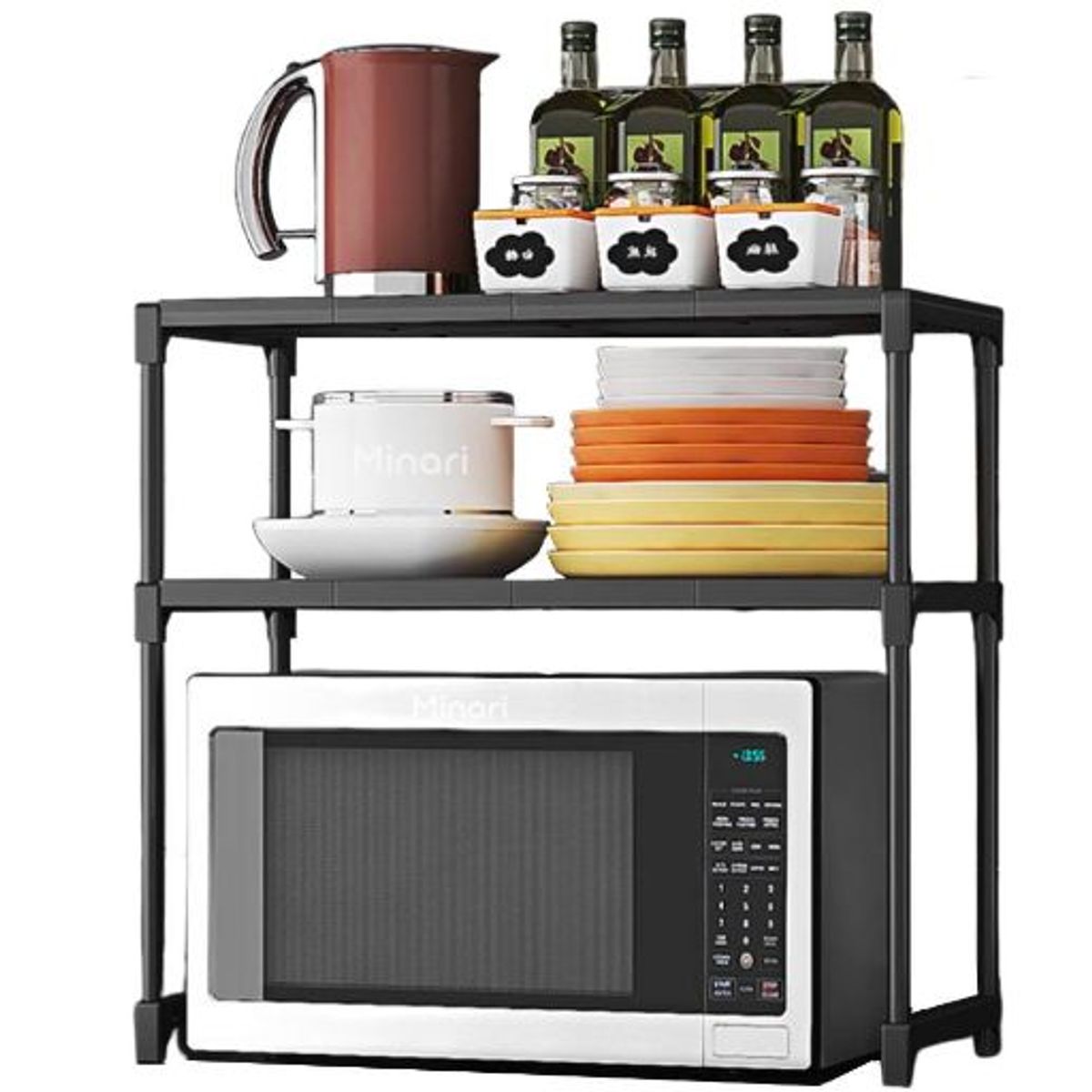 GENERICO - Estante organizador de microondas 2 niveles para cocina blanco 350e