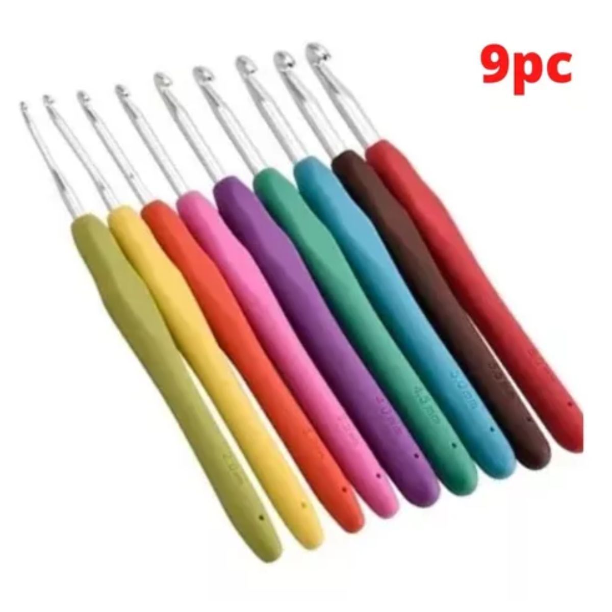 GENERICO - Imperdible Combo 9 Agujas De Crochet Con Mango Siliconado