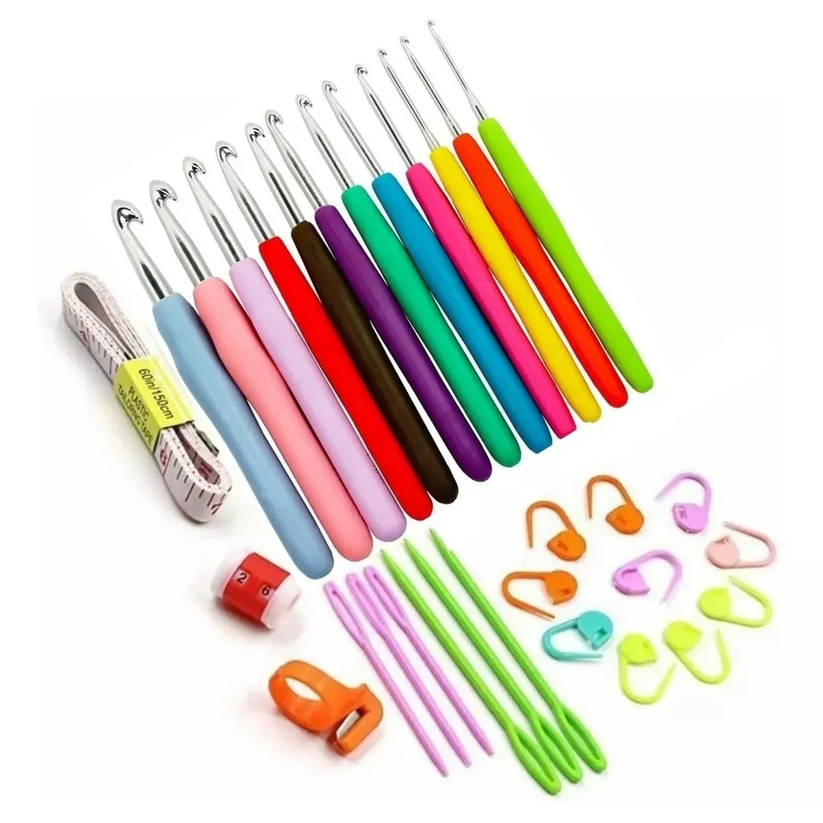 GENERICO - Set Crochet Mango Silicona Suave Amigurumi Lana Hilo Tejido