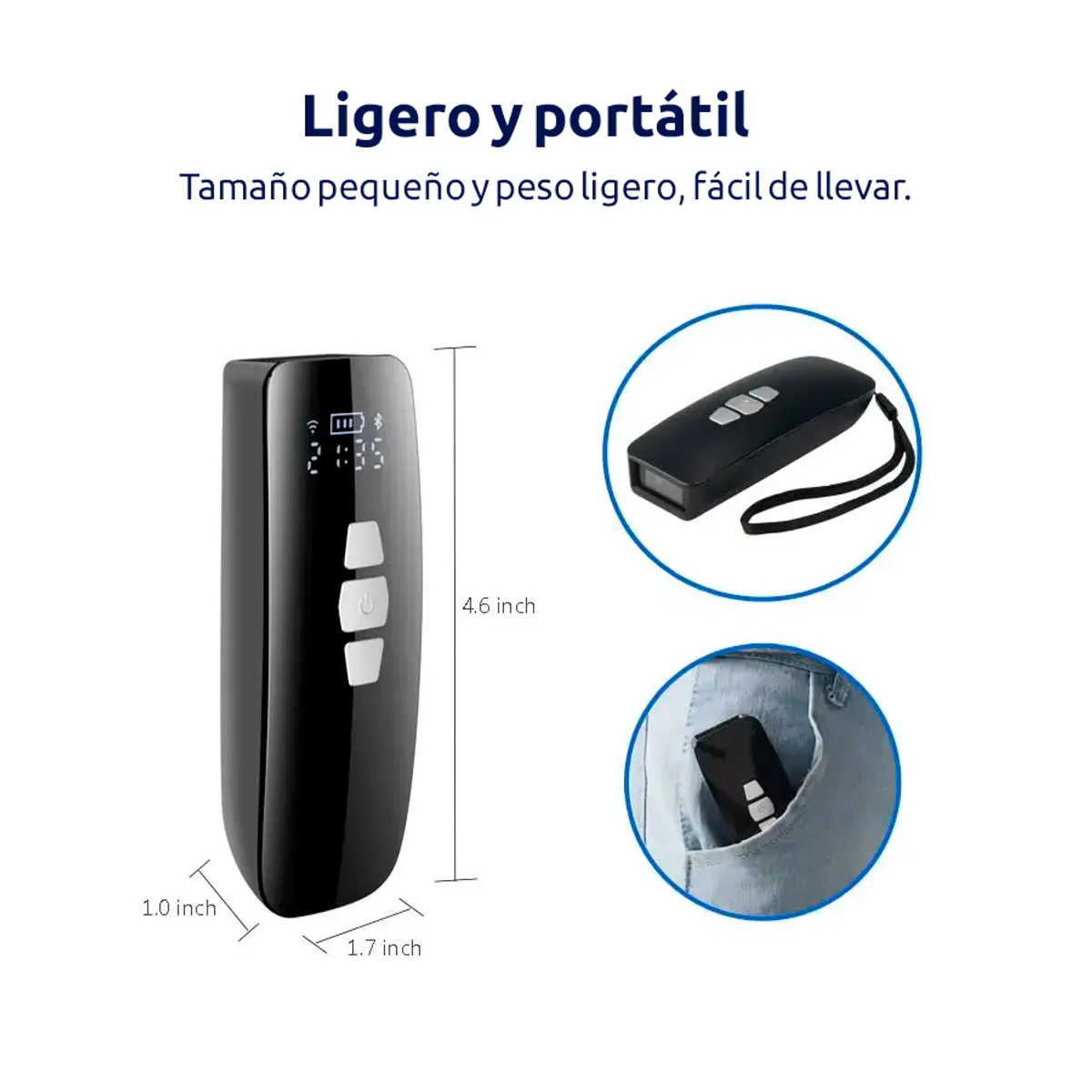 JPSYSTEMS - Lector escaner de código de barras de mano Inalámbrico Bluetooth 2D 1D QR DNI 3200db