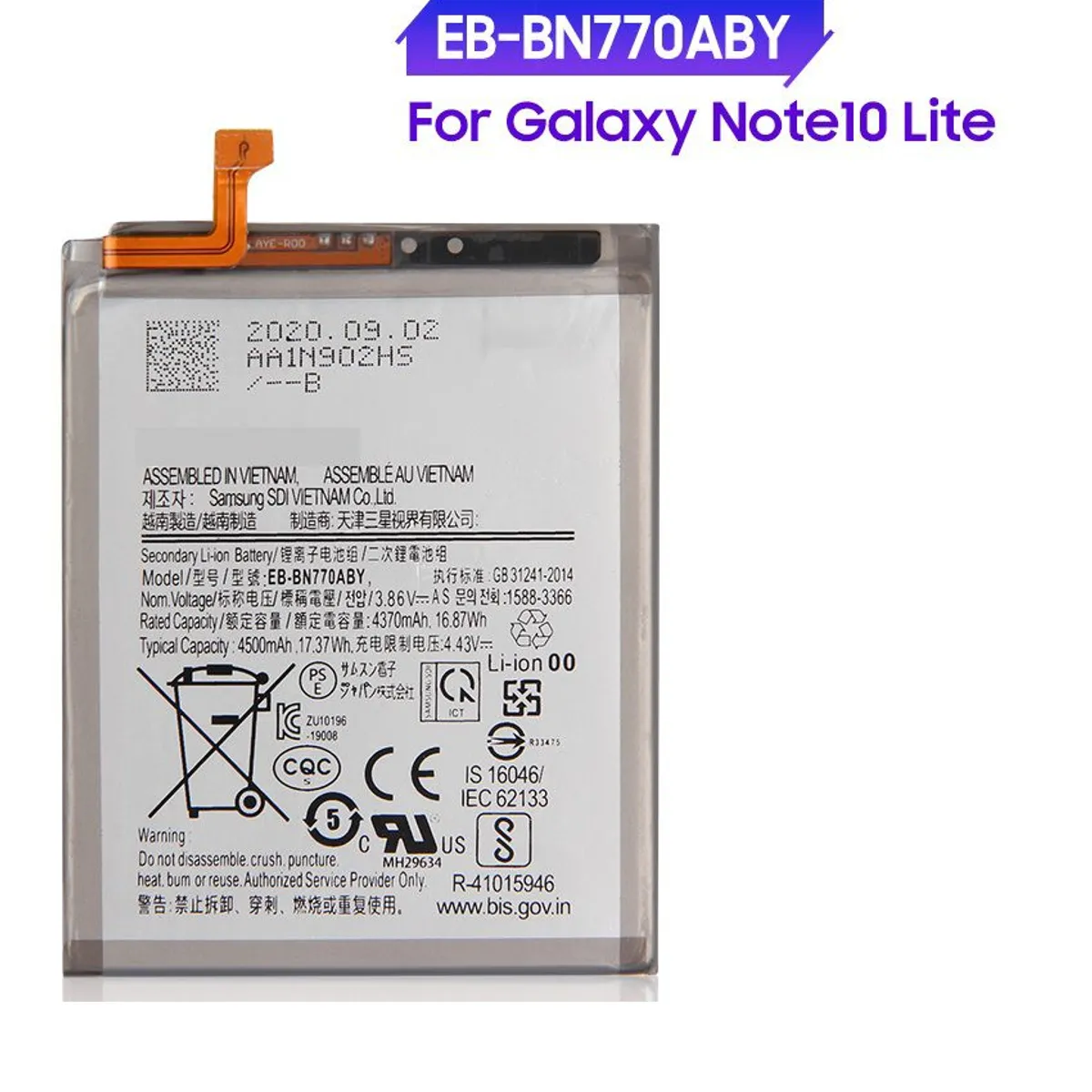 GENERICO - BATERIA SAMSUNG  NOTE 10 LITE  TORIGINAL-SM NUEVO