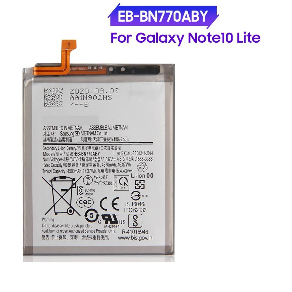 GENERICO - BATERIA SAMSUNG  NOTE 10 LITE  TORIGINAL-SM NUEVO