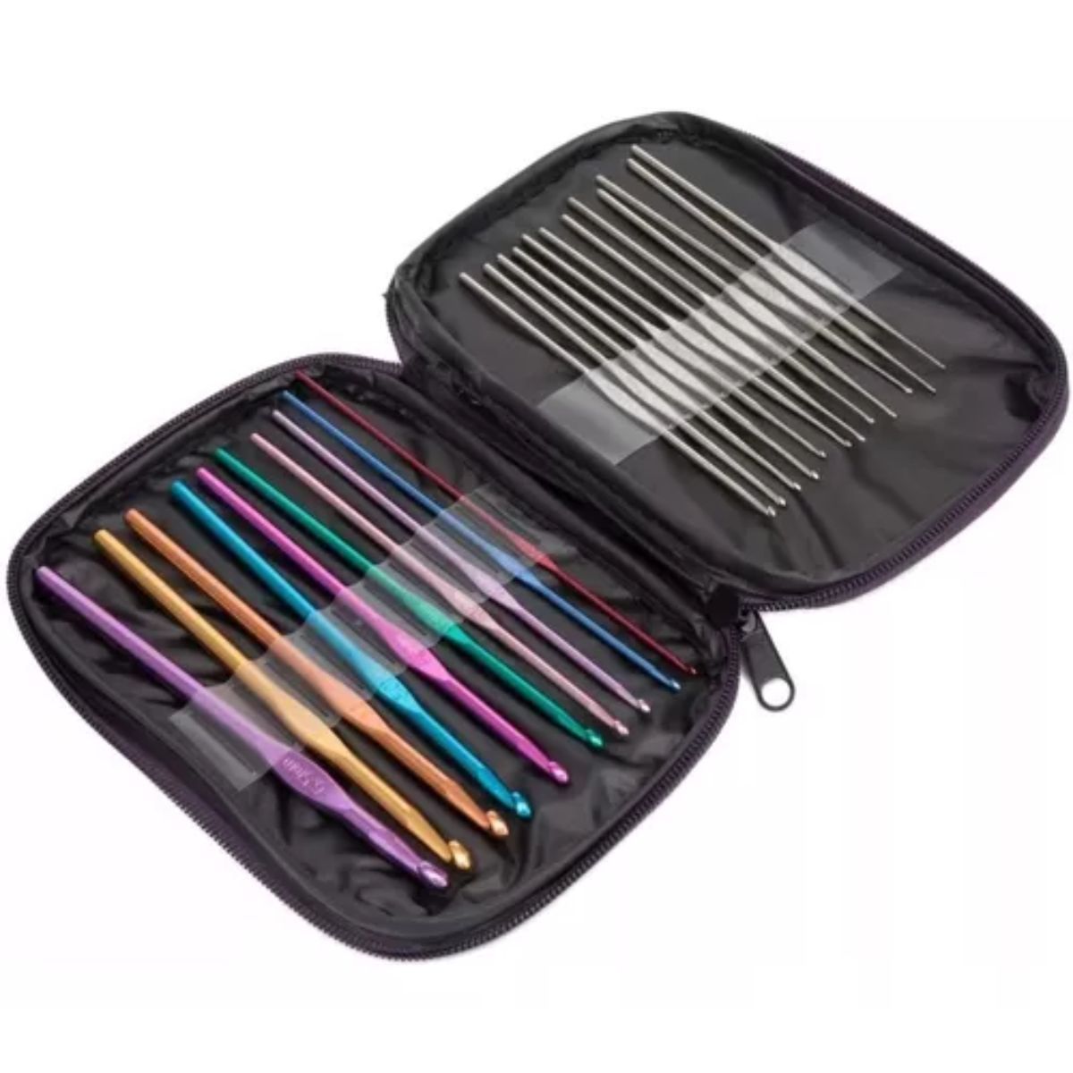 GENERICO - Kit Ganchillo Importado Crochet Palitos Con Estuche Morado