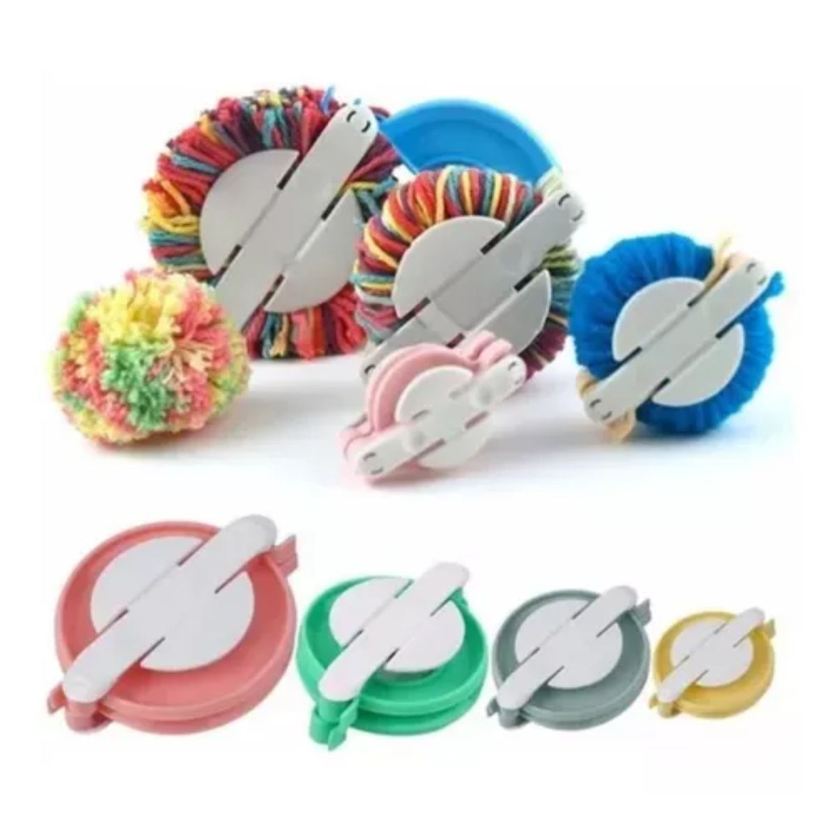 GENERICO - Set Pomponeras - Tejidos Crochets Lanas Pom Pom Pomponera.