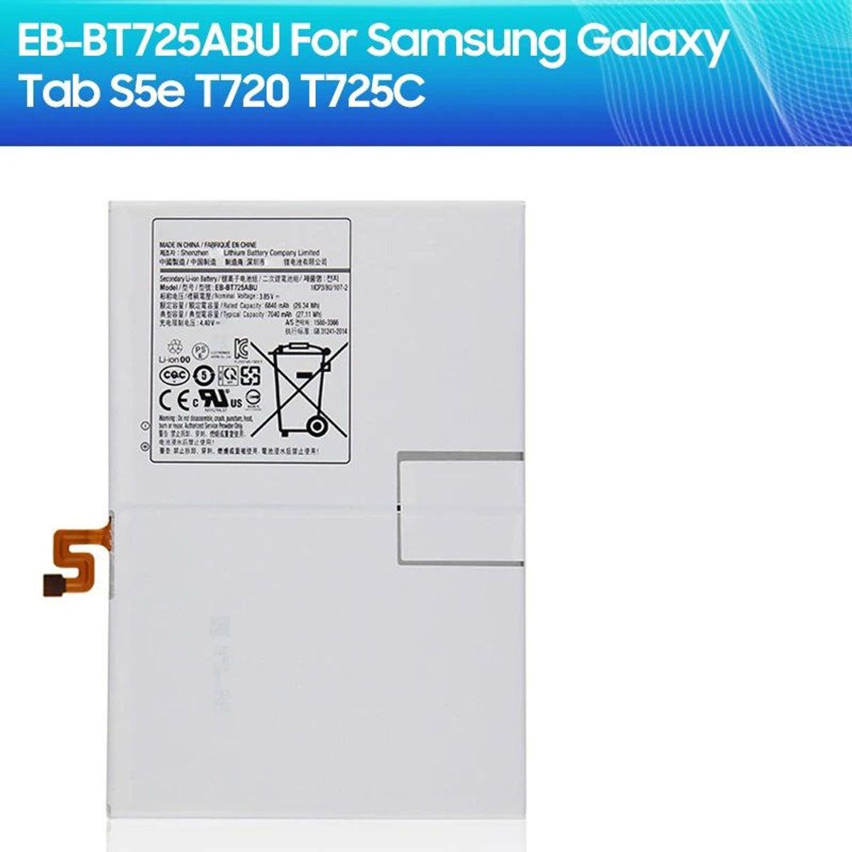 GENERICO - BATERIA SAMSUNG GALAXY TAB S6 - S5E   NUEVO-BLANCO