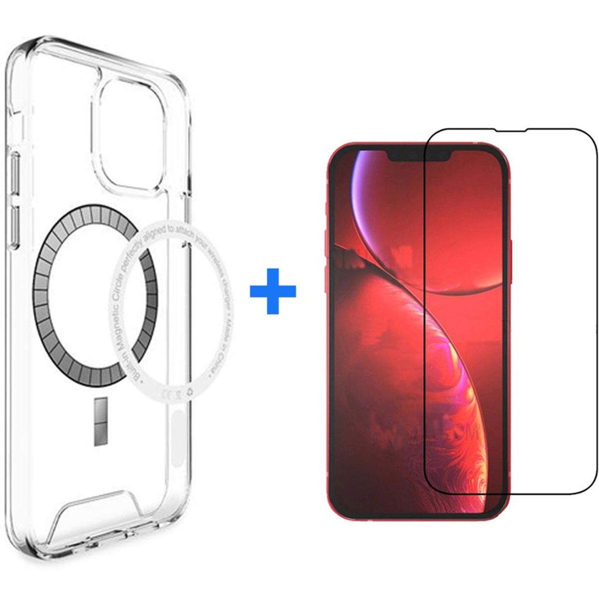 GENERICO - Case Space Con Magsafe + Mica De Vidrio iPhone 13 -Transparente