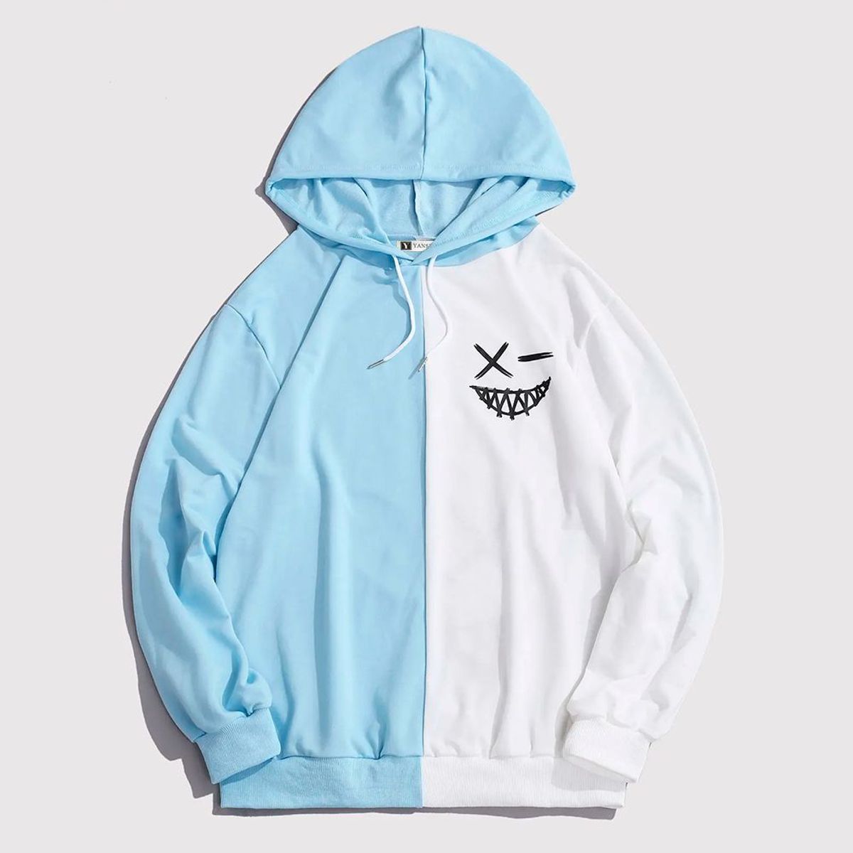 YANSUS - Polera Hombre Yansus Bicolor Celeste Blanco