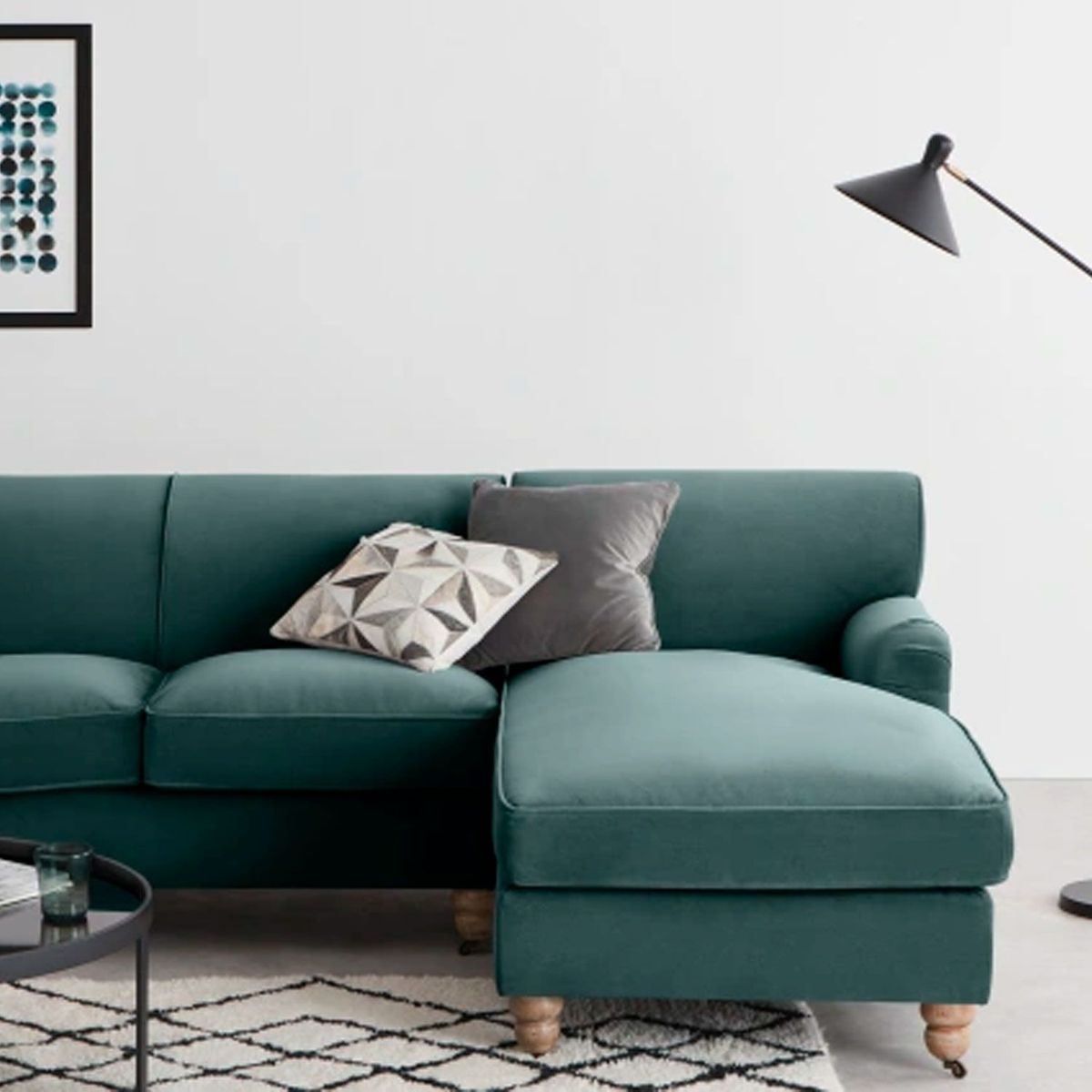 YOLODECORO - Sofá Esquinero Orson 3 Cuerpos Con Chaise Longue Derecho Verde Marino