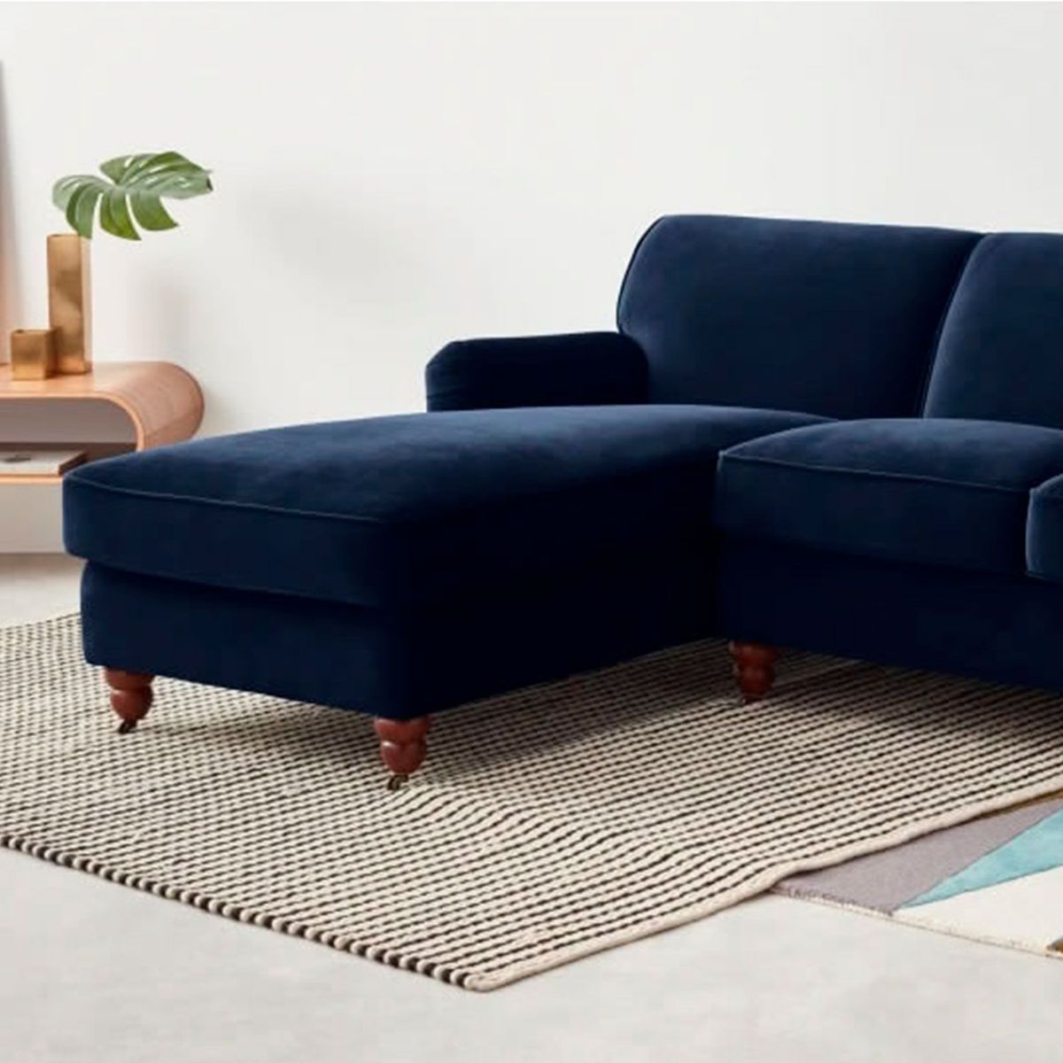 YOLODECORO - Sofá Esquinero Orson 3 Cuerpos Con Chaise Longue Izquierdo Azul Tinta