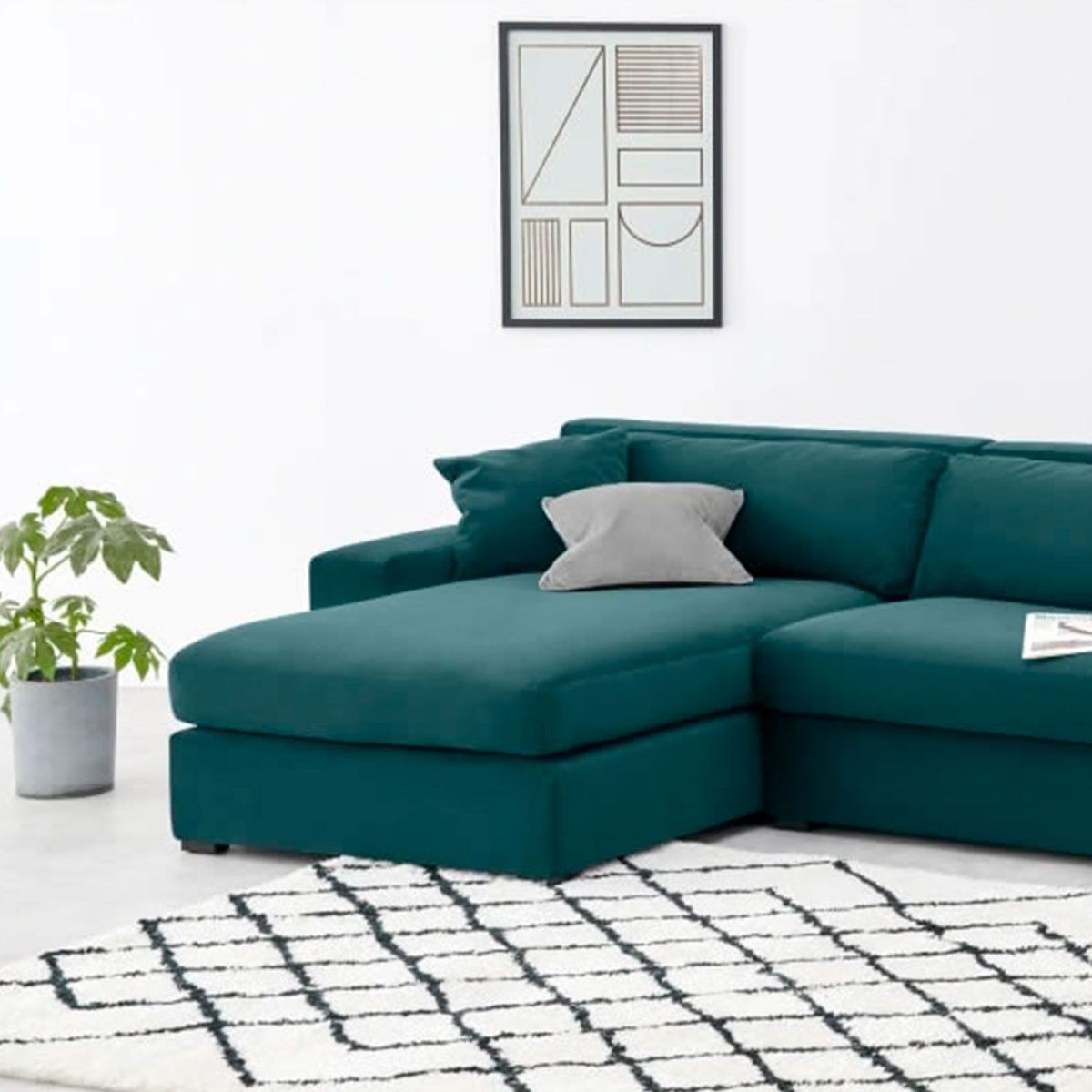 YOLODECORO - Sofá Esquinero Delaney 3 Cuerpos Con Chaise Longue Izquierdo Azul