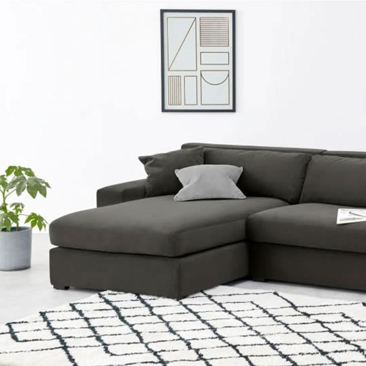 YOLODECORO - Sofá Esquinero Delaney 3 Cuerpos Con Chaise Longue Izquierdo Gris