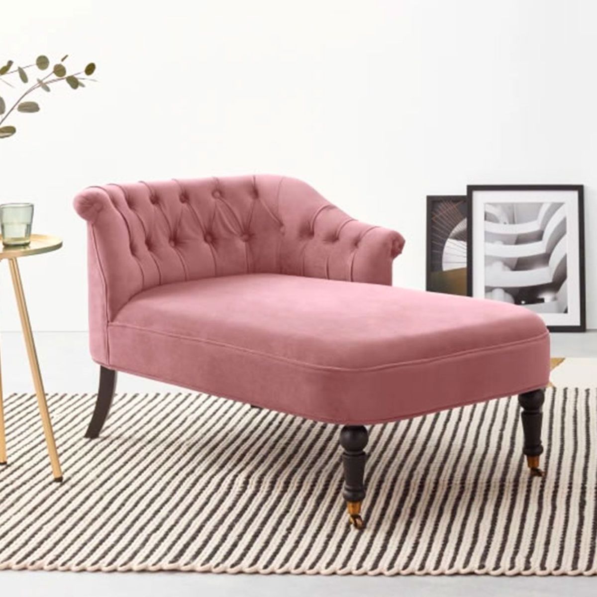 YOLODECORO - Chaise Longue Bouji 2 Cuerpos Derecho Rosa Envejecido