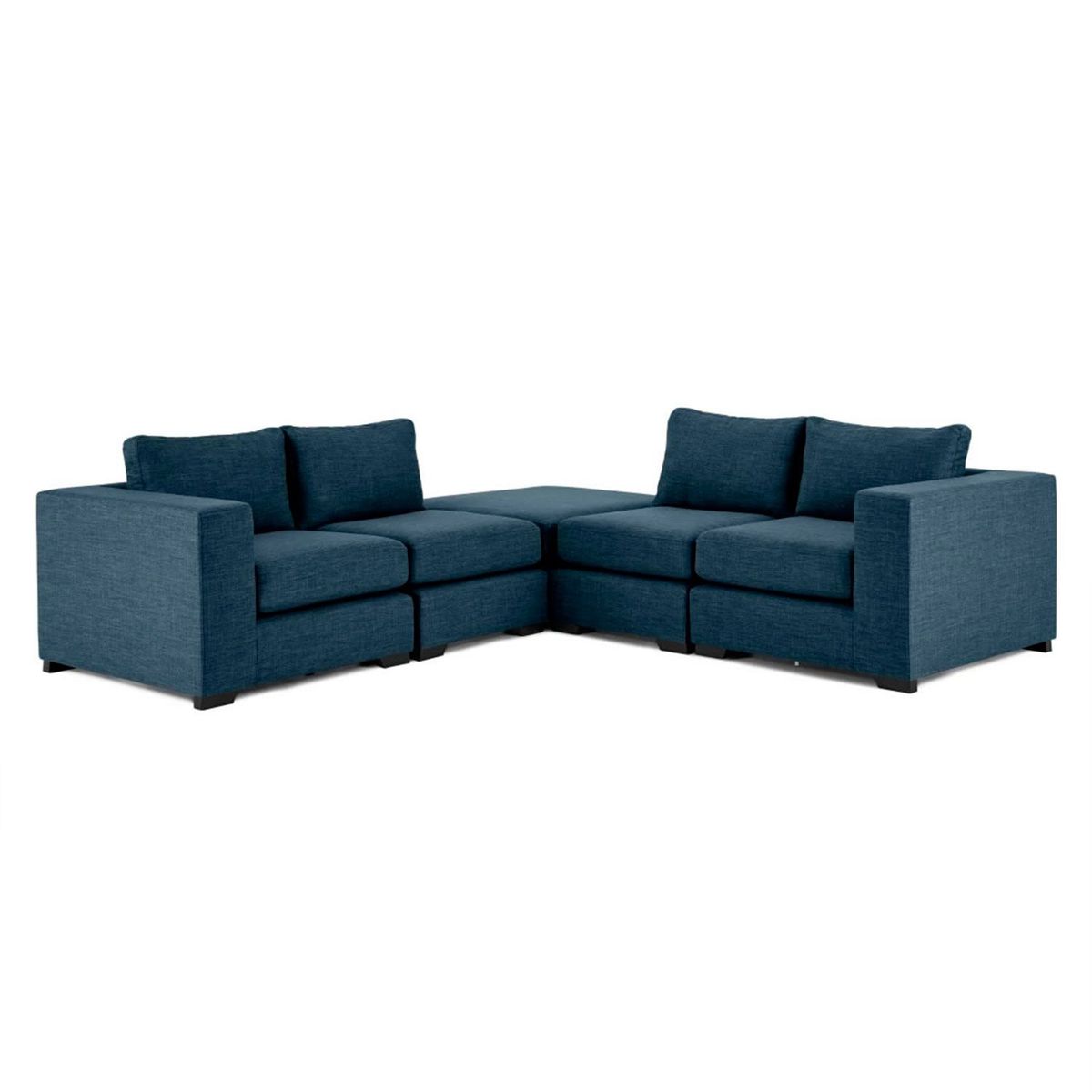 YOLODECORO - Conjunto De Sofá Esquinero Modular Mortimer 5 Cuerpos Azul Puerto.