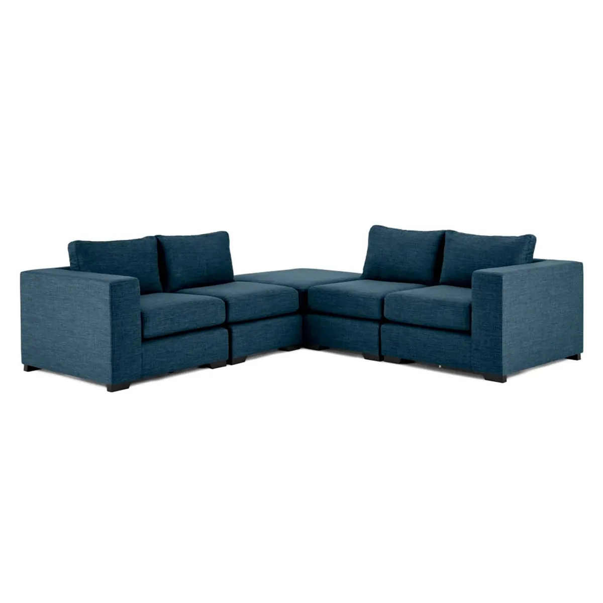 YOLODECORO - Conjunto De Sofá Esquinero Modular Mortimer 5 Cuerpos Azul Puerto.