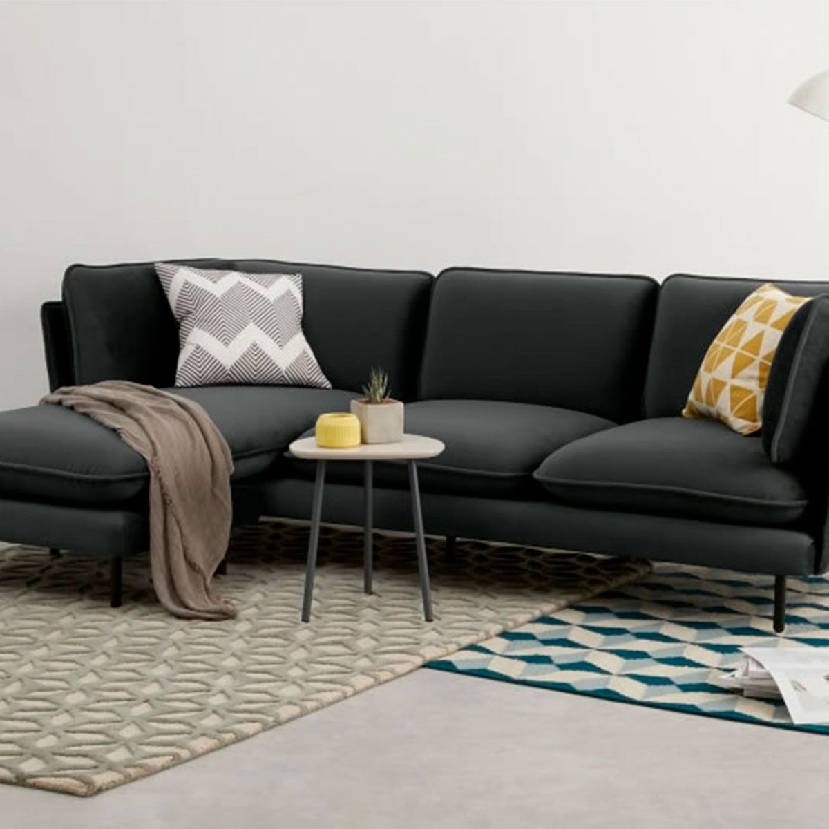 YOLODECORO - Sofá Esquinero Wes 3 Cuerpos Con Chaise Longue Derecho Gris Antracita.