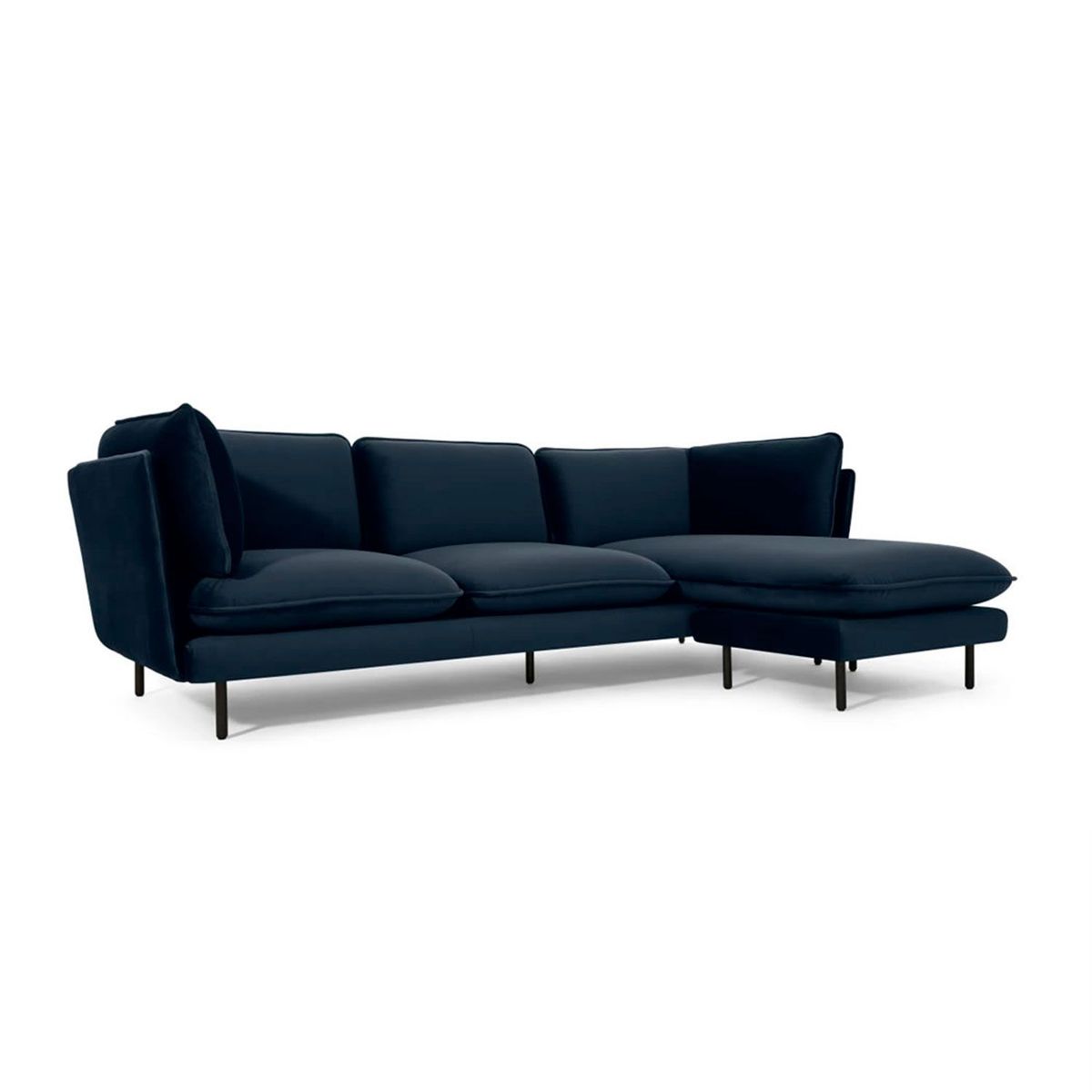 YOLODECORO - Sofá Esquinero Wes 3 Cuerpos Con Chaise Longue Derecho Azul Zafiro.