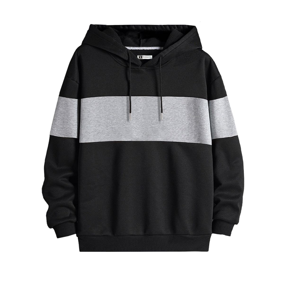 YANSUS - Polera Hombre Yansus Bicolor Negro Melange