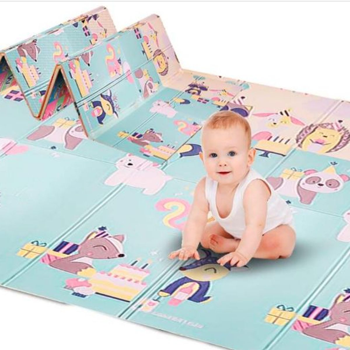 GENERICO - Piso Alfombra Plegable para Bebés y Niños 180x200 cm - CELESTE