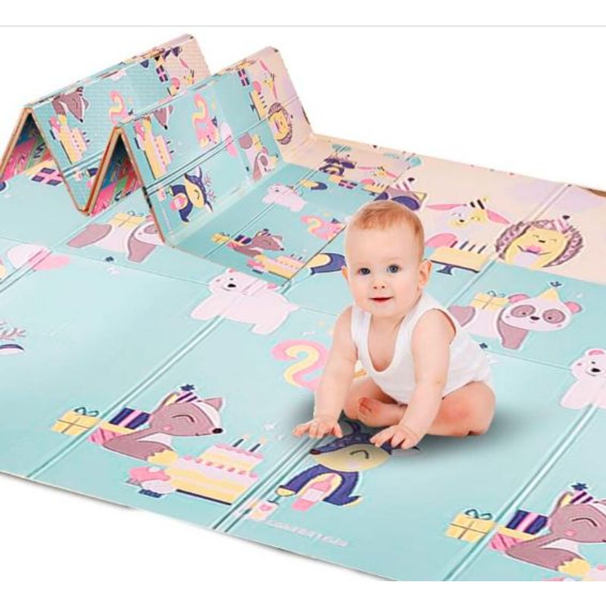 GENERICO - Piso Alfombra Plegable para Bebés y Niños 180x200 cm - CELESTE