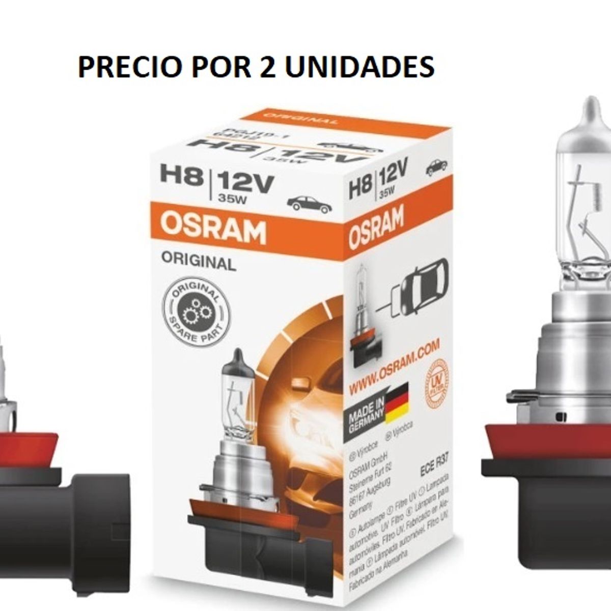 OSRAM - Foco H8 (2 Unidades ) 64212 Halógeno 12V 35W PGJ19-1