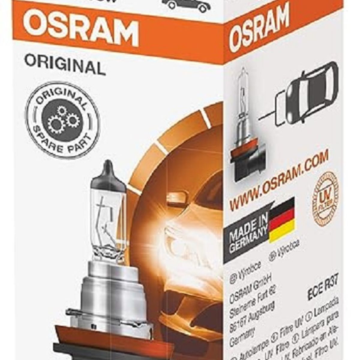 OSRAM - Foco H8 (2 Unidades ) 64212 Halógeno 12V 35W PGJ19-1
