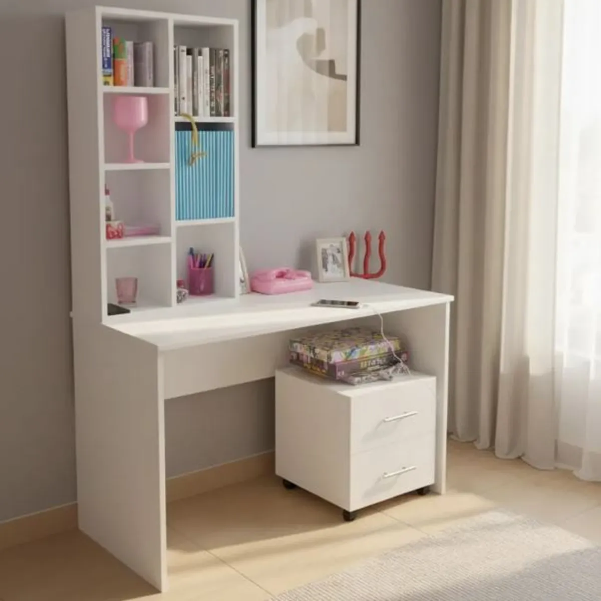 GENERICO - ESCRITORIO DE MELAMINA CON BIBLIOTECA