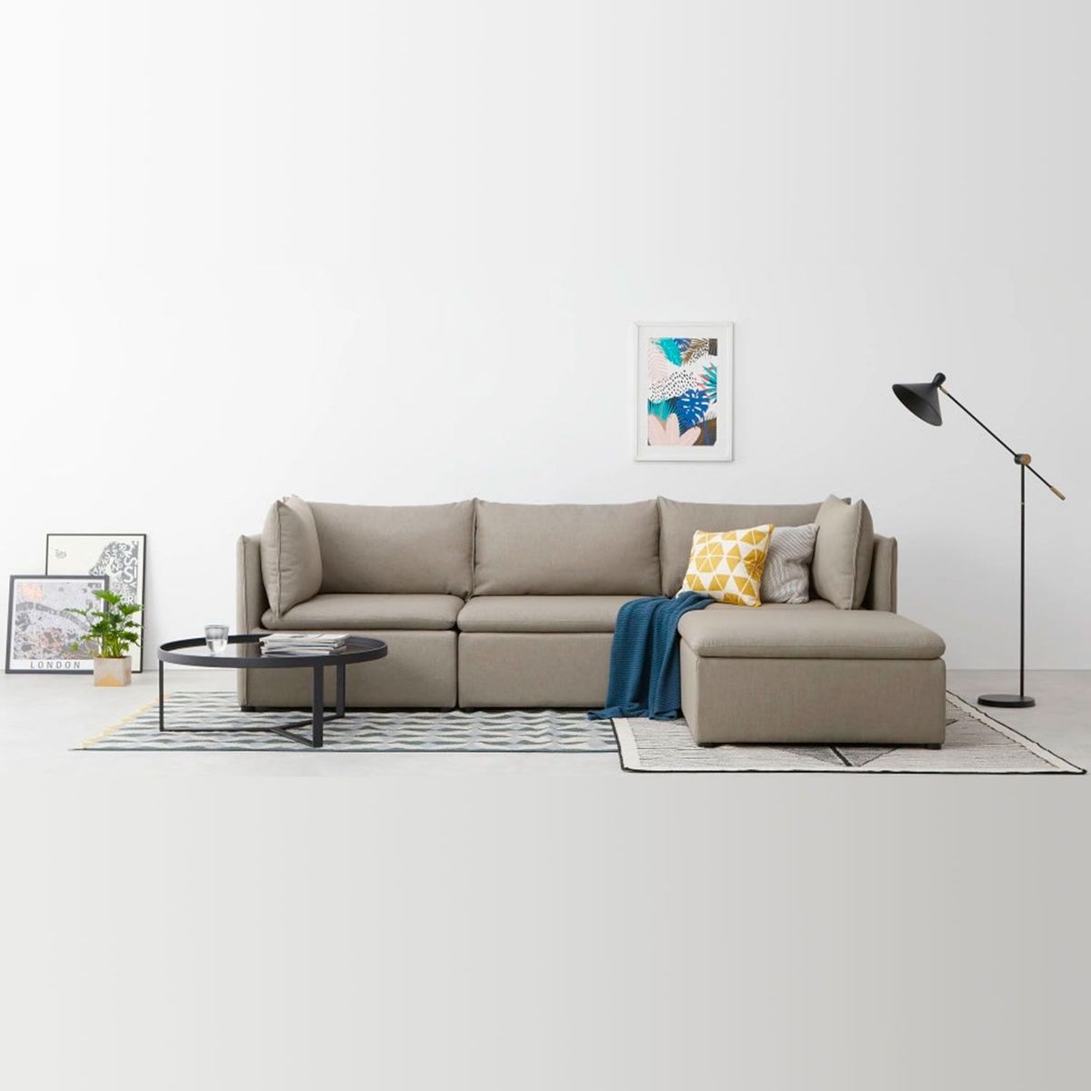 YOLODECORO - Sofá Esquinero Victor 3 Cuerpos A la Derecha Gris Portland