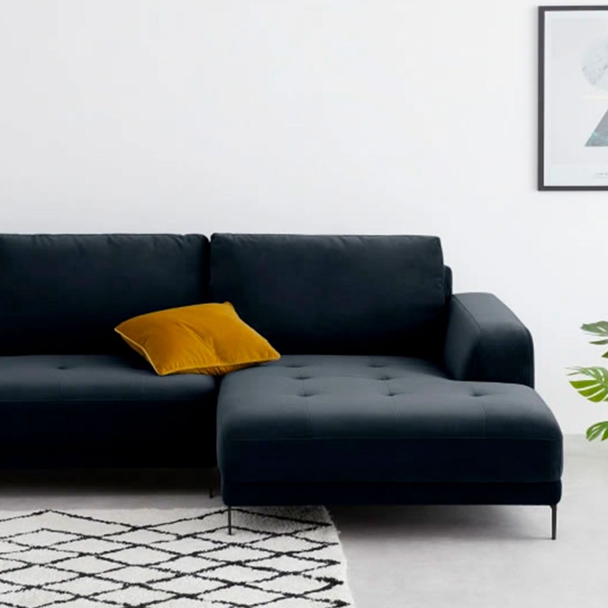 YOLODECORO - Sofá Esquinero Luciano 3 Cuerpos Con Chaise Longue Derecho Azul