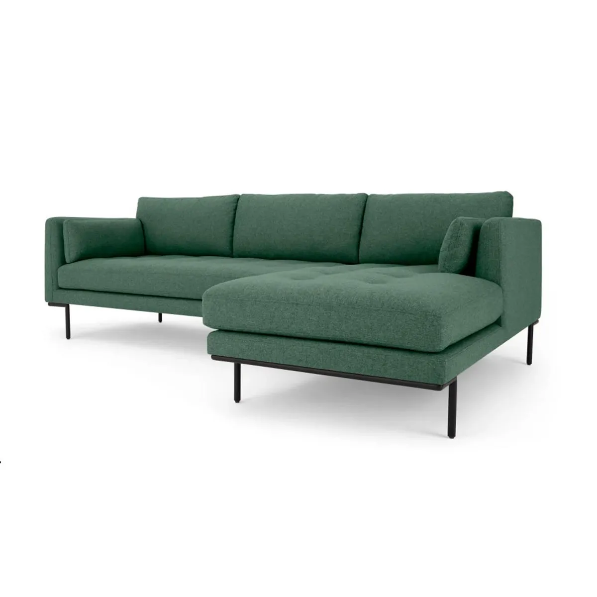 YOLODECORO - Sofá Esquinero Harlow 3 Cuerpos Con Chaise Longue Derecho Verde