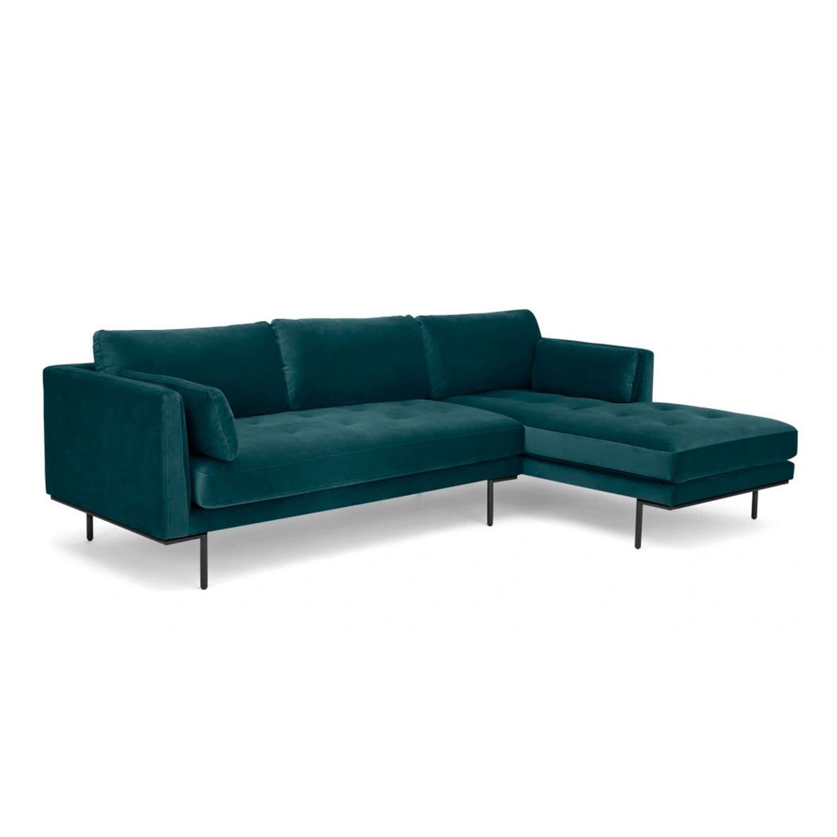 YOLODECORO - Sofá Esquinero Harlow 3 Cuerpos Con Chaise Longue Derecho Azul Oceano