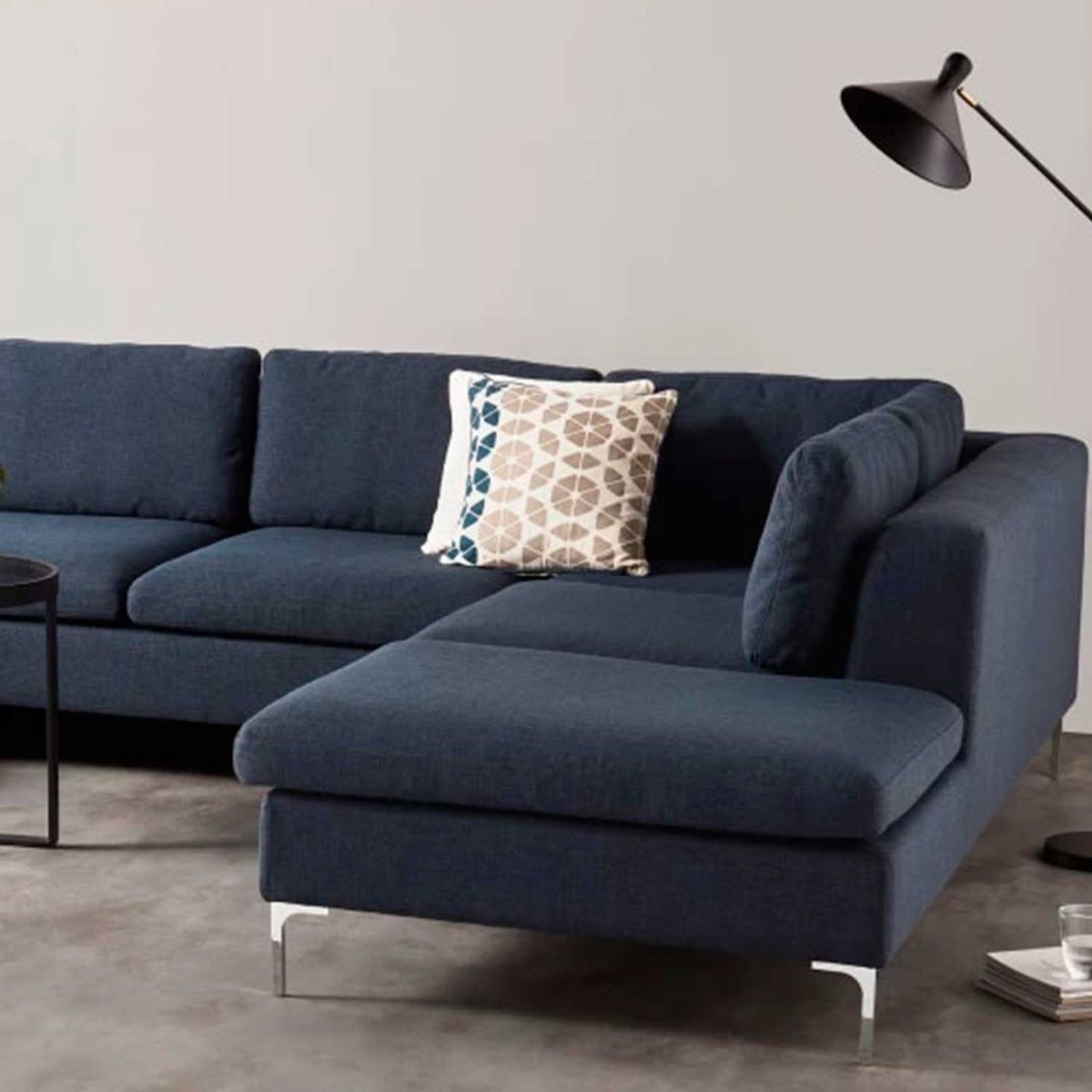 YOLODECORO - Sofá Esquinero Monterosso 6 Cuerpos Con Chaise Longue Derecho Azul.