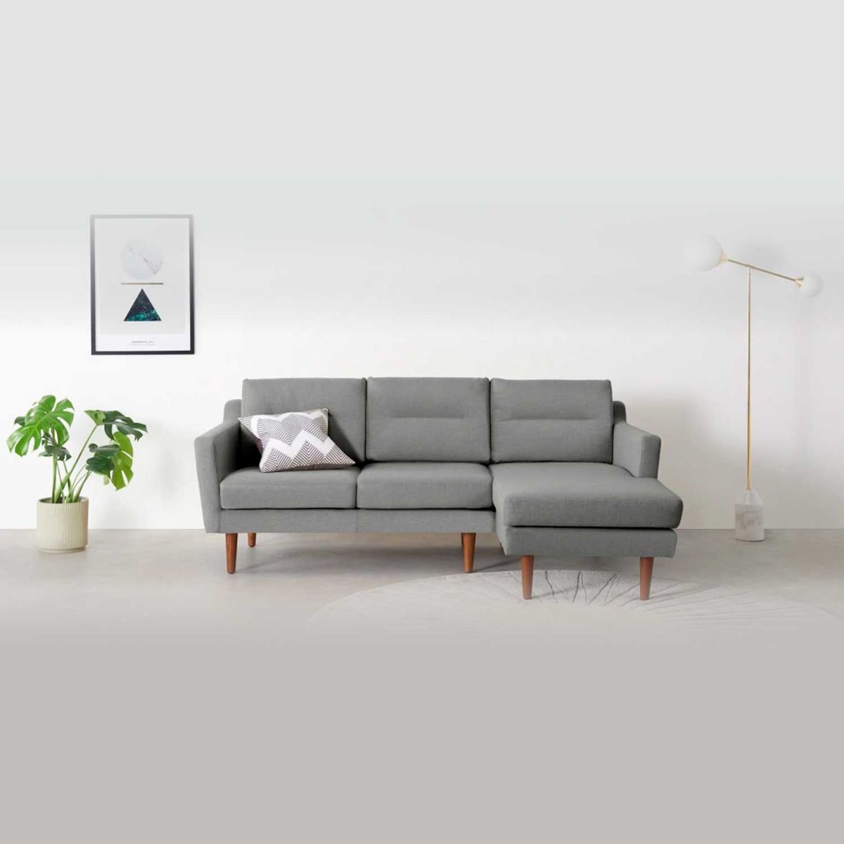 YOLODECORO - Sofá Esquinero Walker 3 Cuerpos Con Chaise Longue Derecho Gris