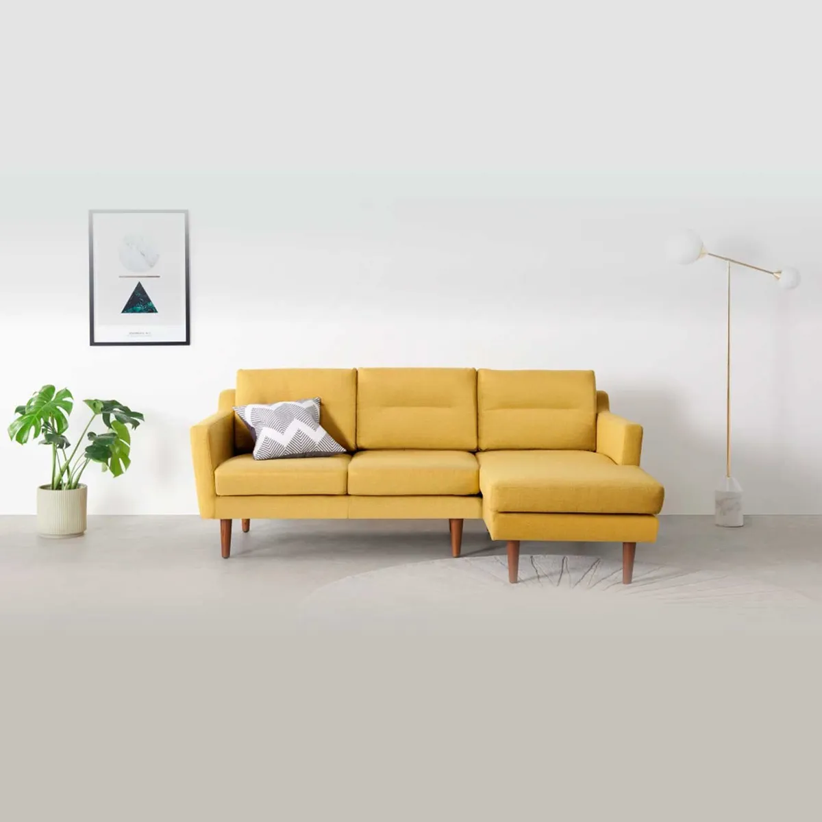 YOLODECORO - Sofá Esquinero Walker 3 Cuerpos Con Chaise Longue Derecho Amarillo