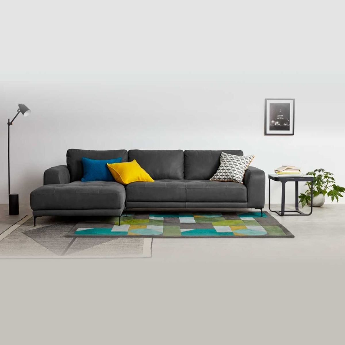 YOLODECORO - Sofá Esquinero Luciano 3 Cuerpos Con Chaise Longue Izquierdo Gris.