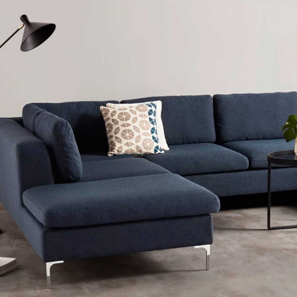 YOLODECORO - Sofá Esquinero Monterosso 6 Cuerpos Con Chaise Longue Izquierdo Azul.