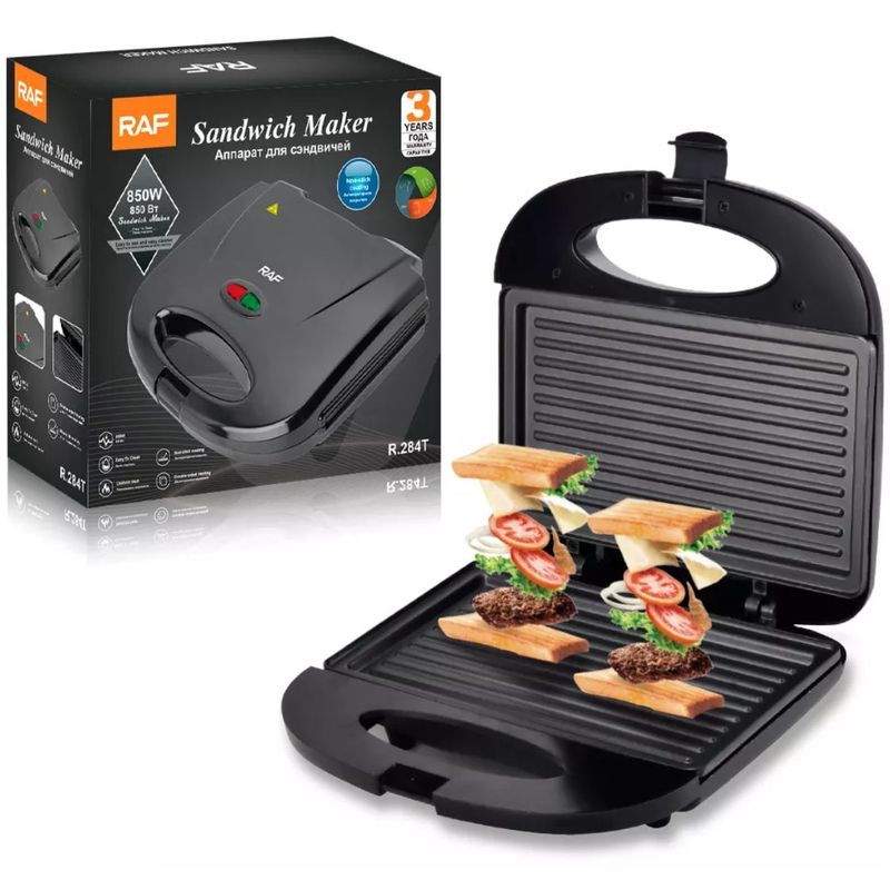 GENERICO - Sandwichera Parrilla Compacta Doble Cara 850W - Marca RAF Original