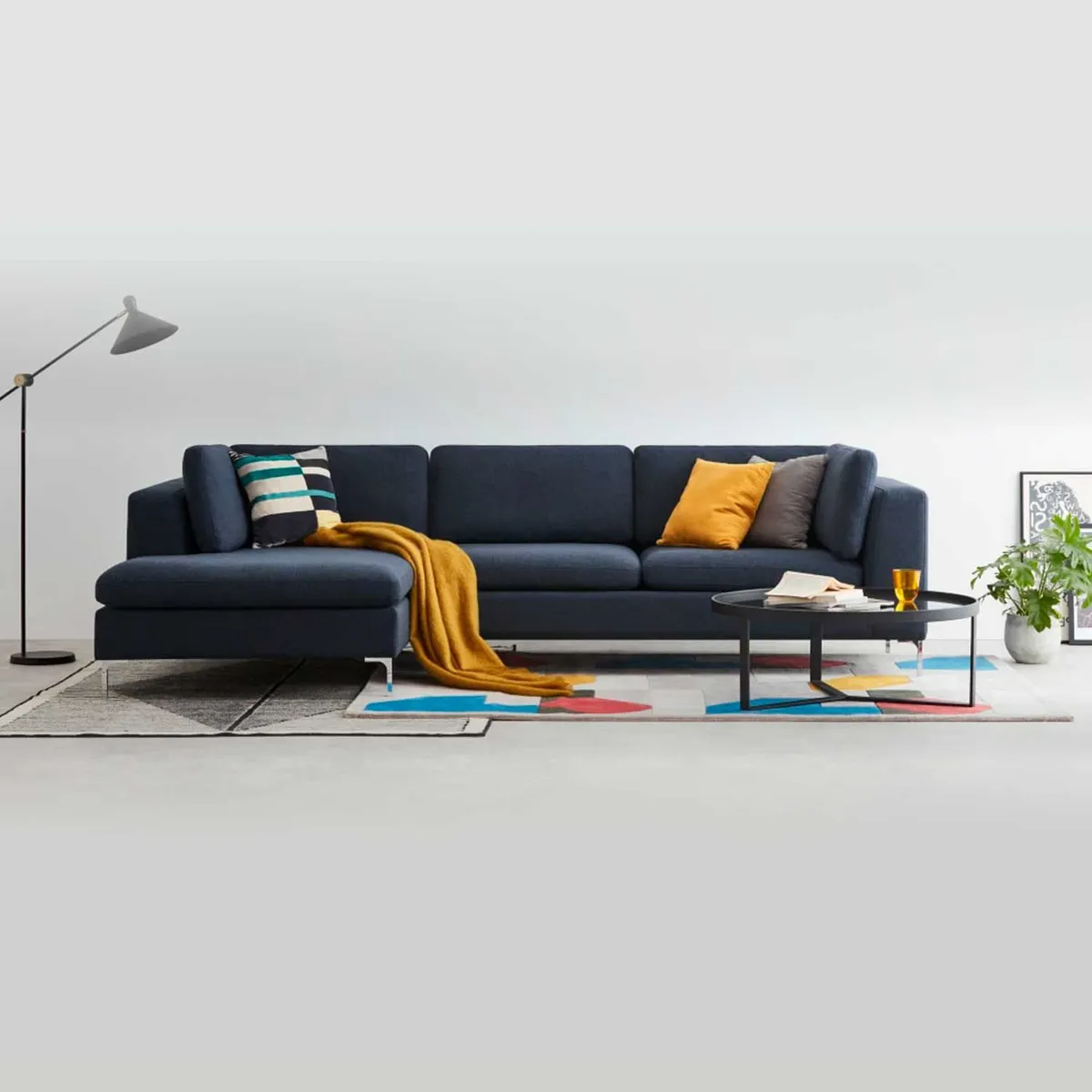 YOLODECORO - Sofá Esquinero Monterosso 3 Cuerpos Con Chaise Longue Izquierdo Azul