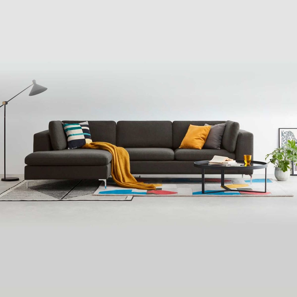 YOLODECORO - Sofá Esquinero Monterosso 3 Cuerpos Con Chaise Longue Izquierdo Gris