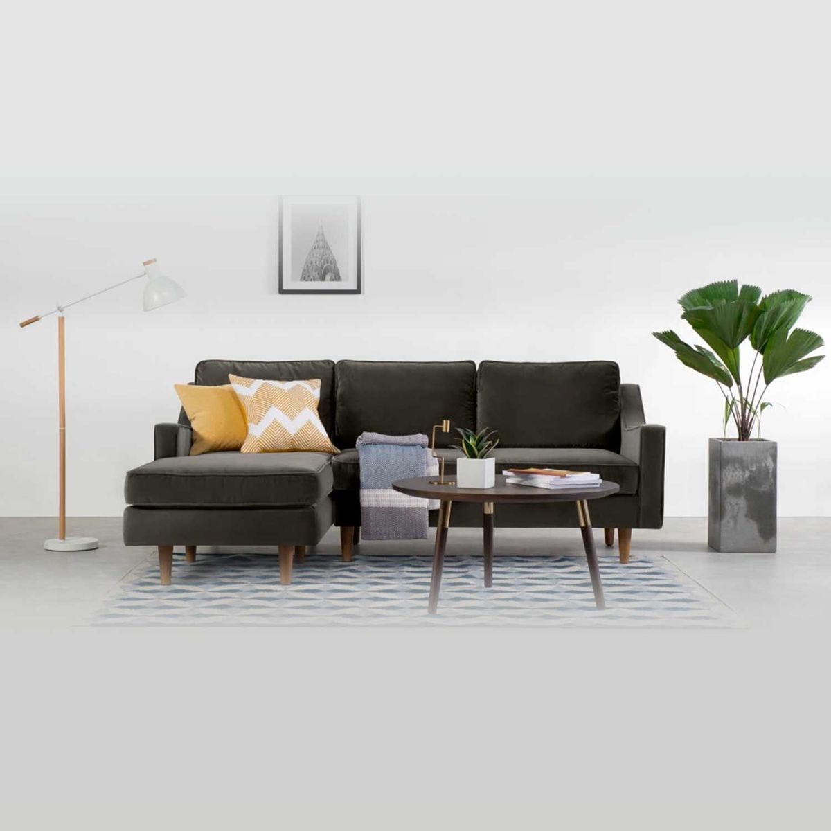 YOLODECORO - Sofá Esquinero Dallas 3 Cuerpos Con Chaise Longue Izquierdo Gris