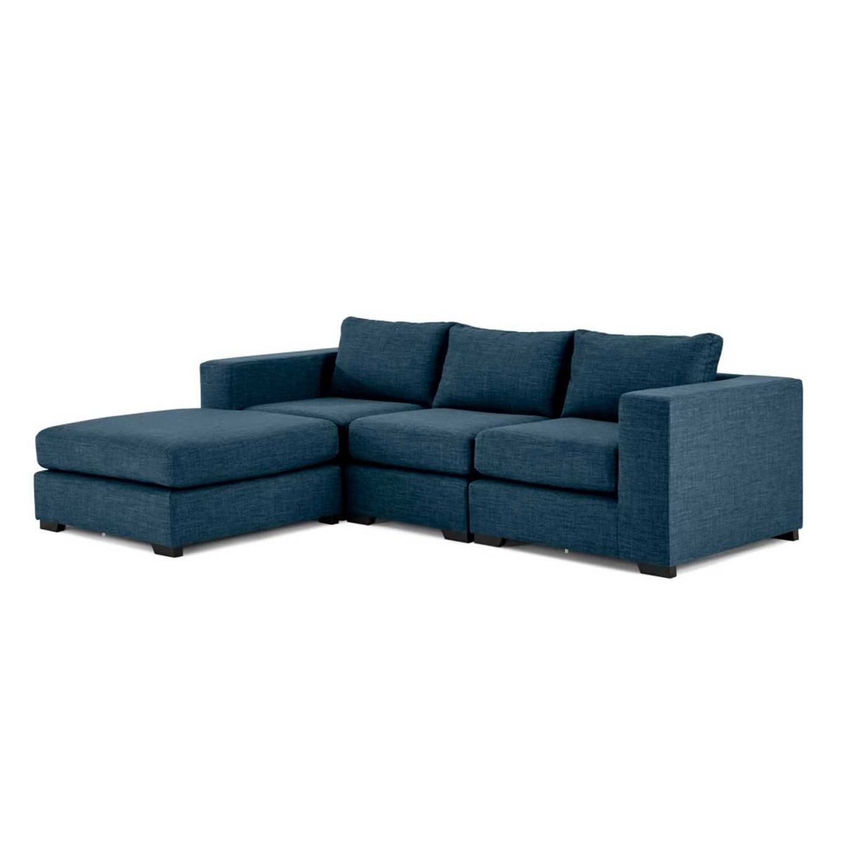 YOLODECORO - Sofá Esquinero Modular Mortimer 3 Cuerpos Azul Puerto.