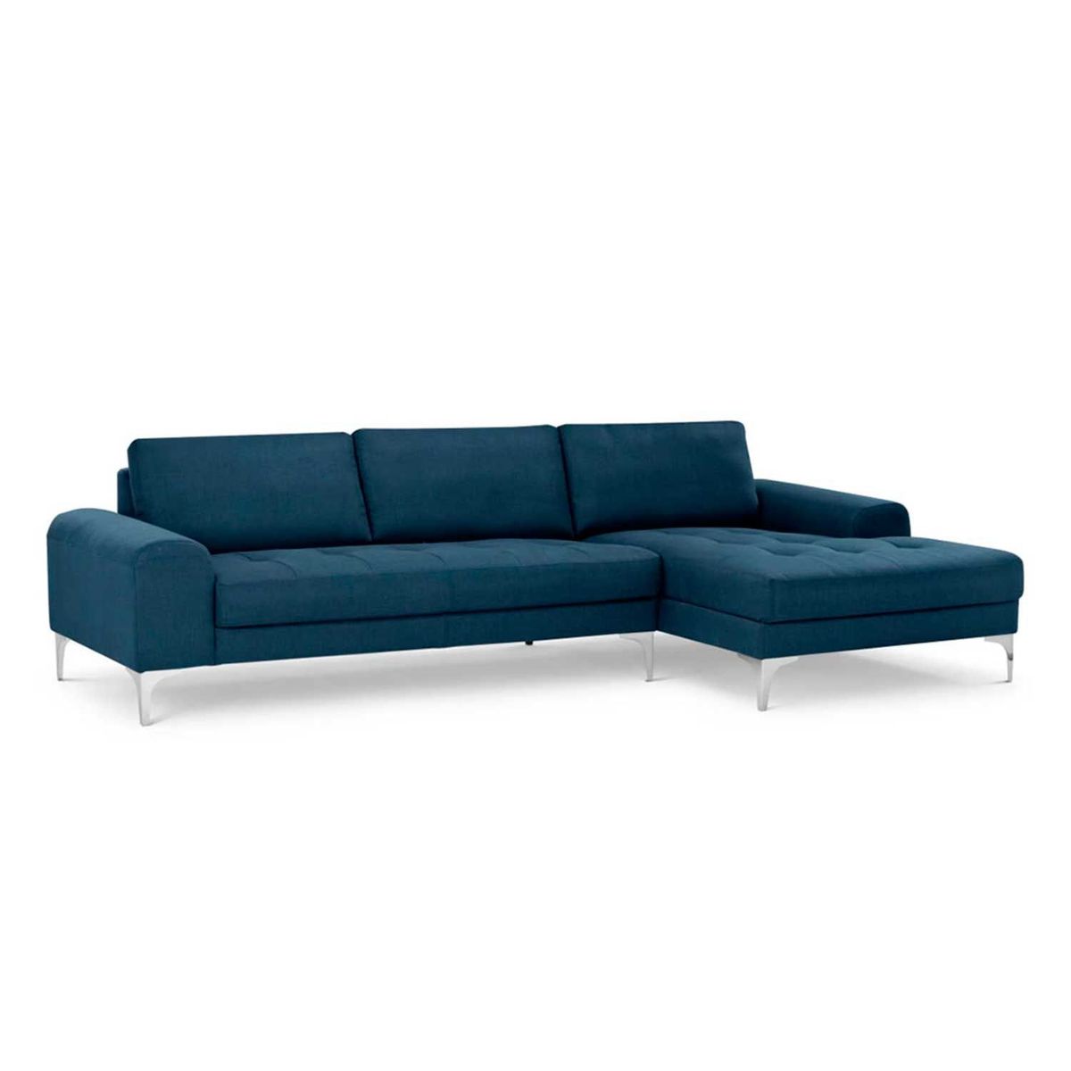 YOLODECORO - Sofá Esquinero Vittorio 3 Cuerpos Con Chaise Longue Derecho Azul