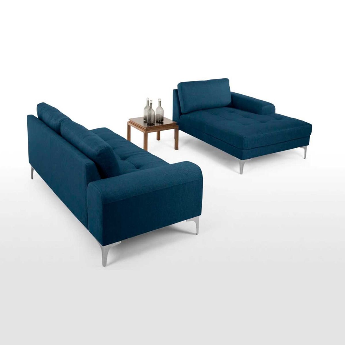 YOLODECORO - Sofá Esquinero Vittorio 3 Cuerpos Con Chaise Longue Derecho Azul