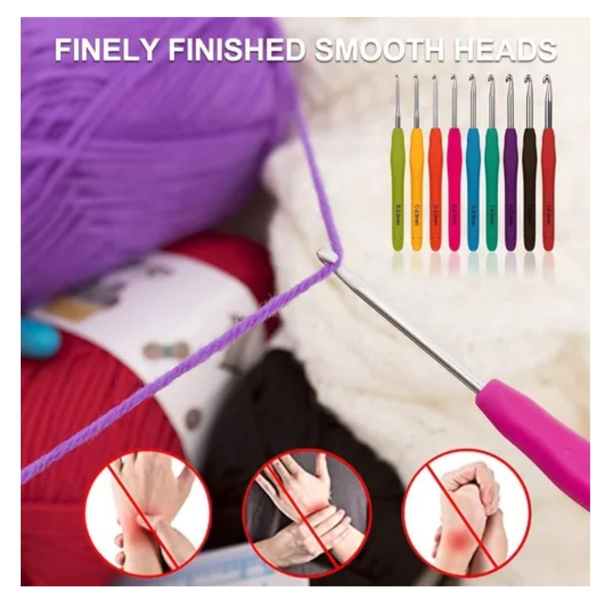 GENERICO - Set De Crochet Colección 78 Accesorios 15 Ovillos Lana 100gr