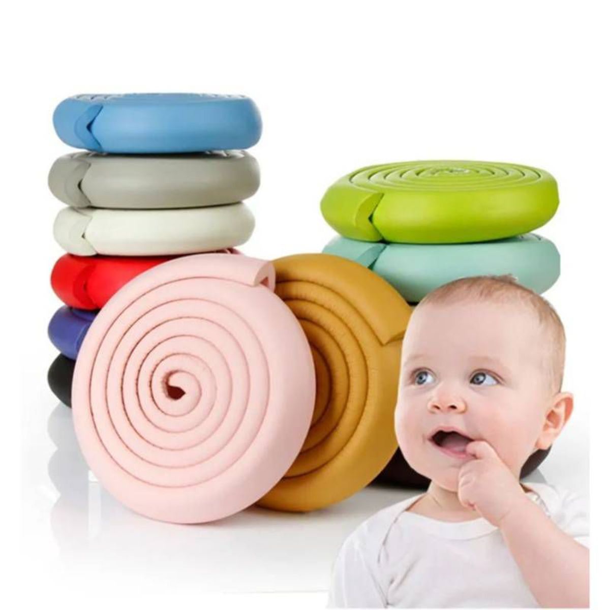 GENERICO - Protector Antigolpes para Bordes y Esquina para Bebé Rosa