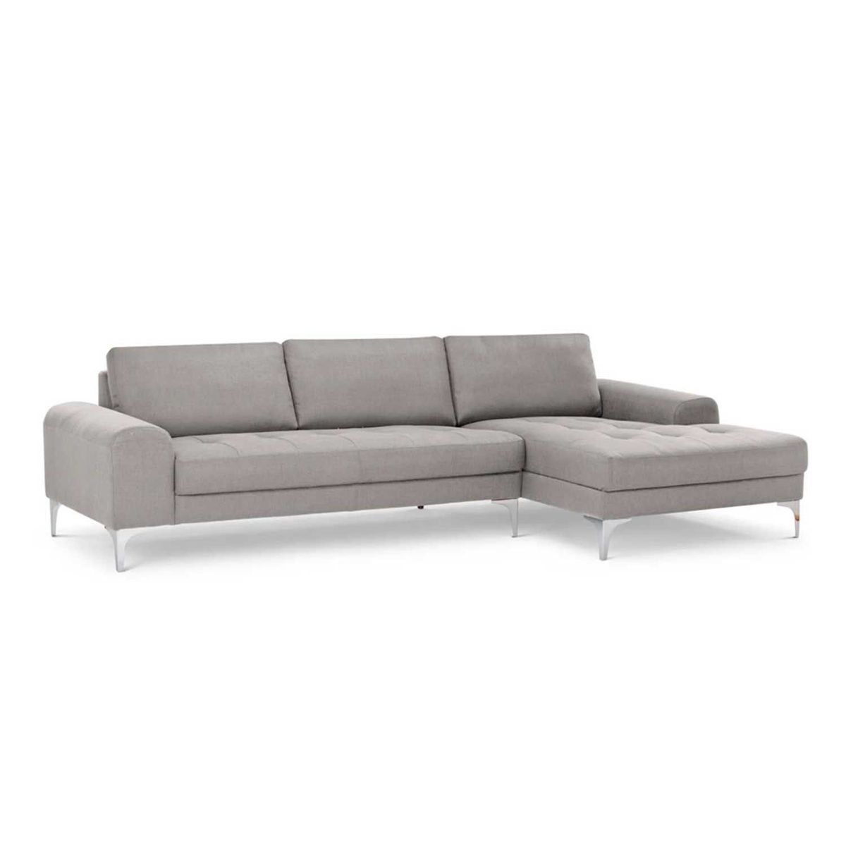 YOLODECORO - Sofá Esquinero Vittorio 3 Cuerpos Con Chaise Longue Derecho Gris Perla