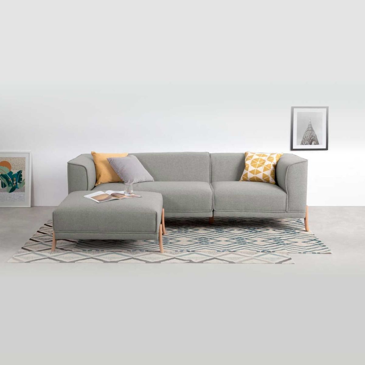 YOLODECORO - Sofá Esquinero Magnus 3 Cuerpos Con Chaise Longue Derecho Gris Montaña