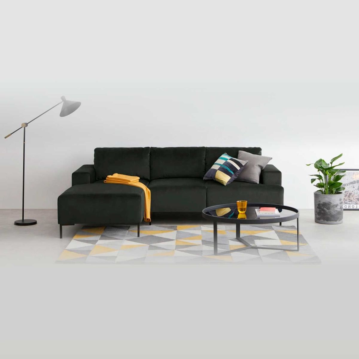 YOLODECORO - Sofá Esquinero Frederik 3 Cuerpos Con Chaise Longue Izquierdo Gris